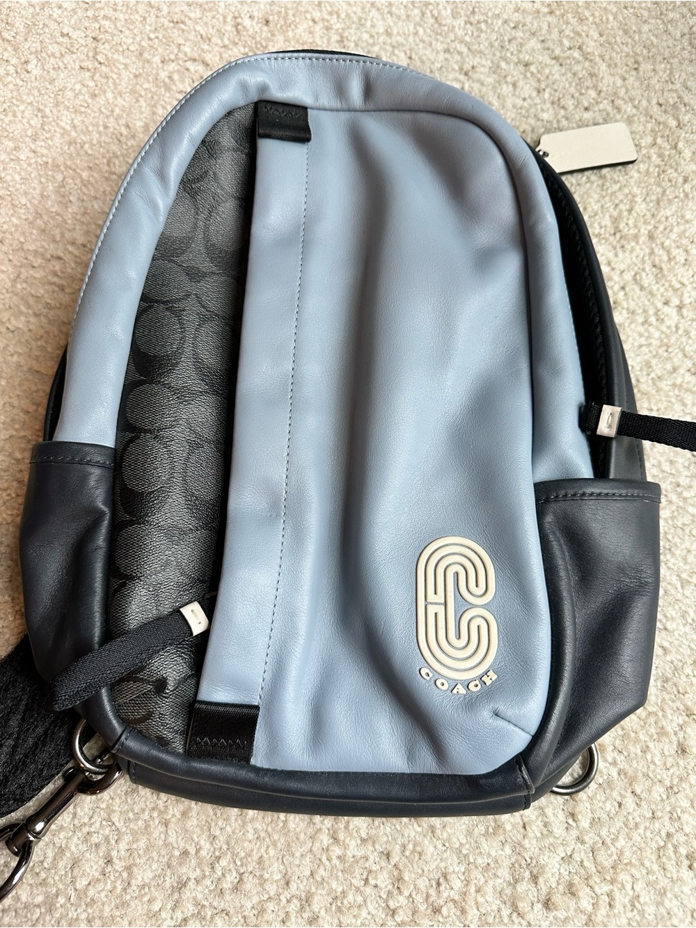 Coach Men’s Light Blue and Black Signature Accent Backpack